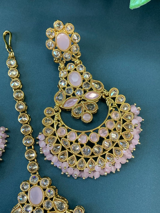 Erin reverse popki tikka set chandbali style blush pink
