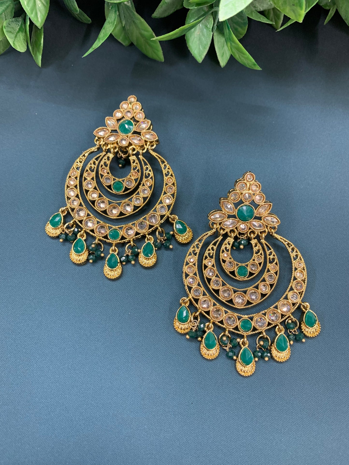 Bonnie polki chandbali earring antique/navy blue