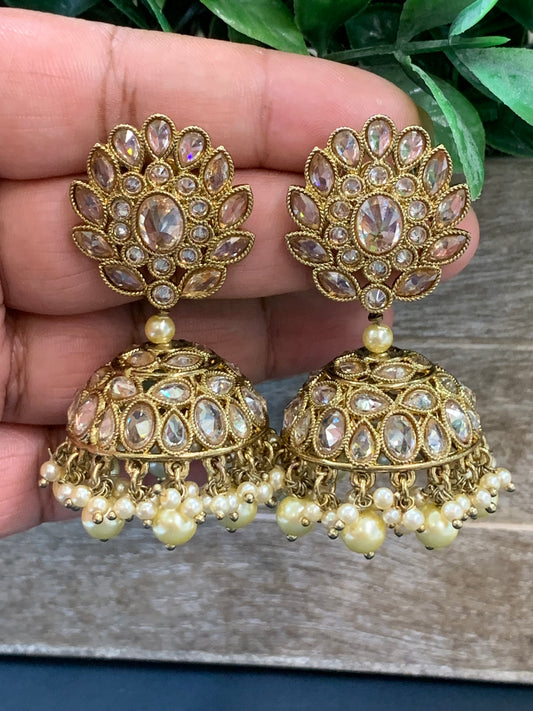Maggi mini /chotu sa polki jhumki/ jhumka earring gold /pearl
