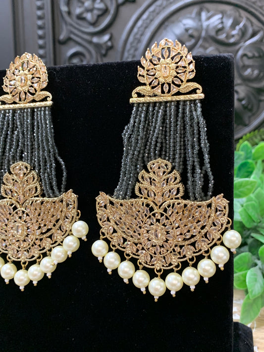 Sage polki fashion statement earring grey