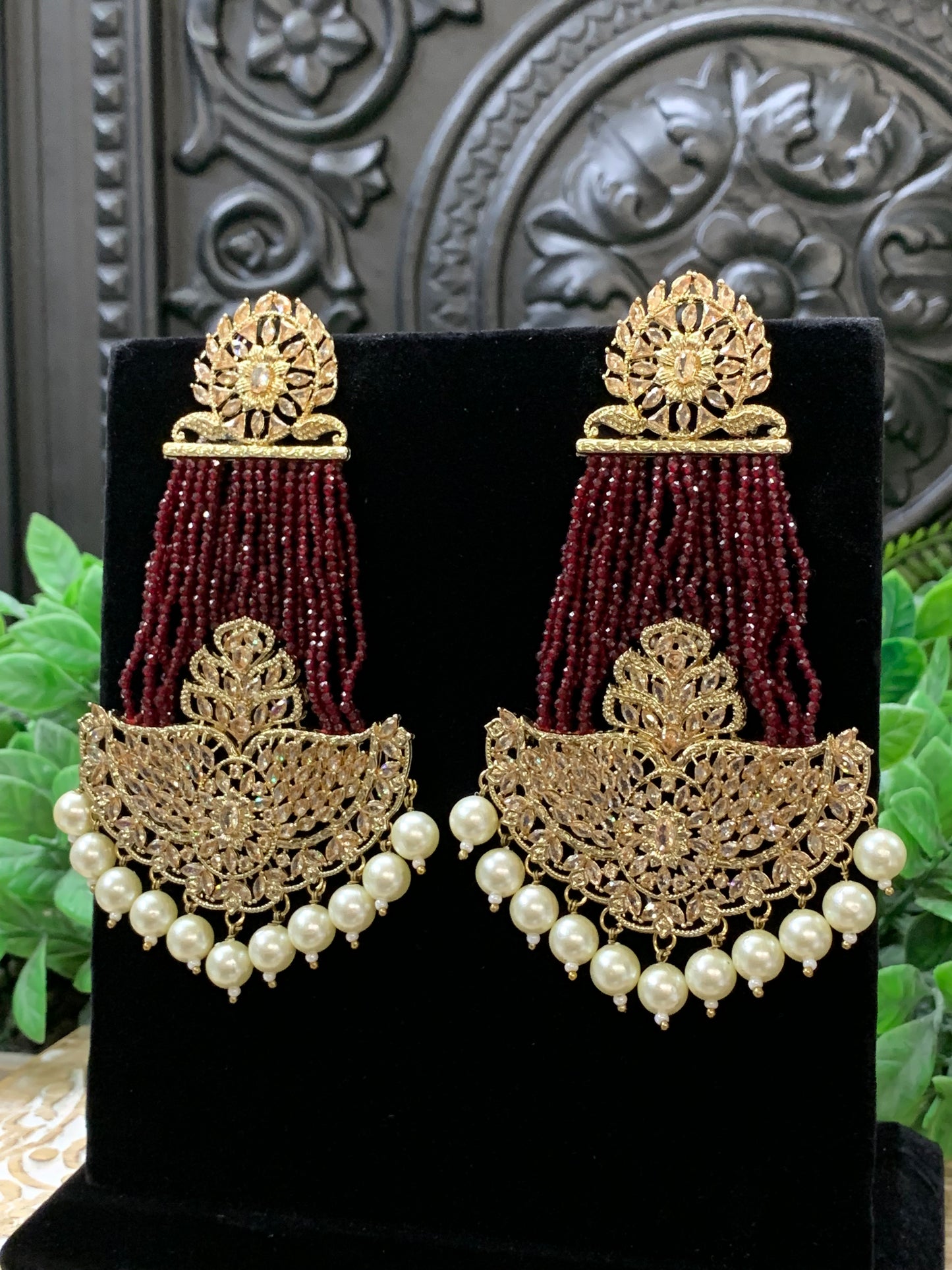 Sage polki fashion statement earring chocolate