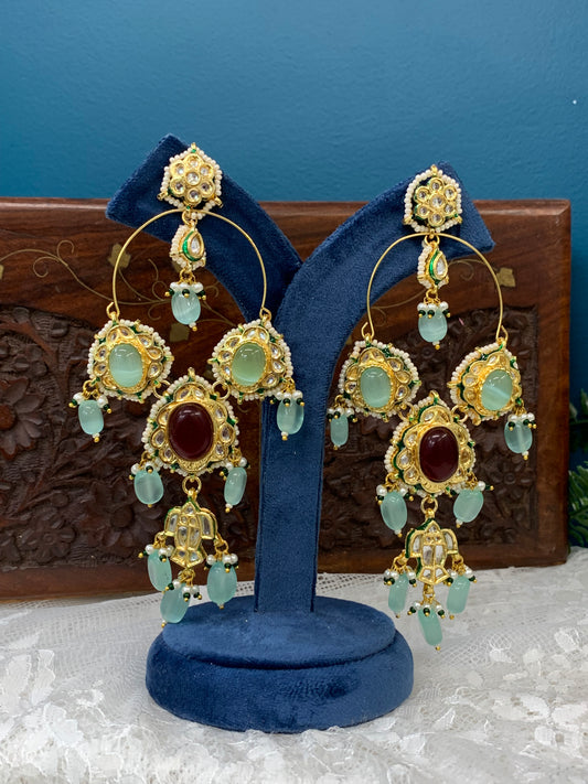 Phool Kundan chandbali earring
