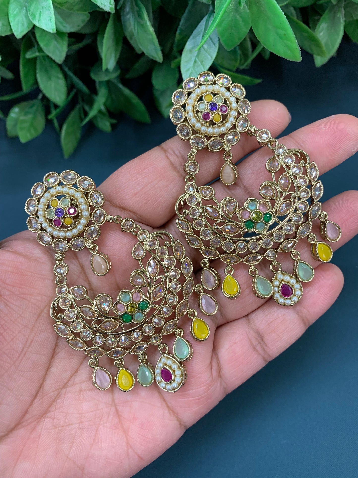 Parul polki fashion chandbali pastel multi