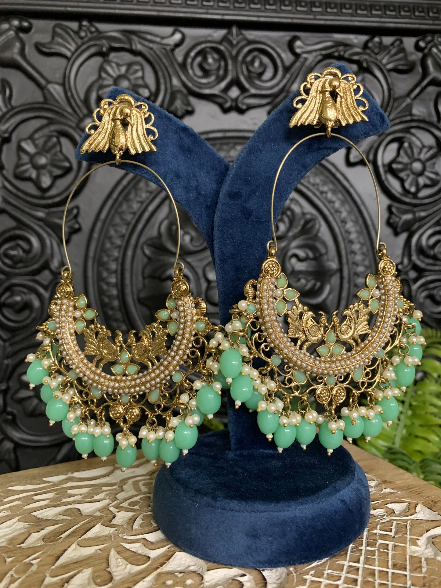 Sue fashion statement Chandbali earring pistachio green mint
