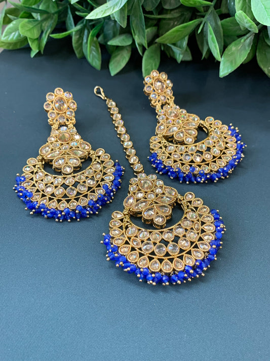 Erin reverse popki tikka set chandbali style blue