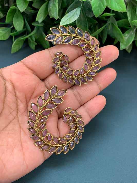 Holi polki fashion earring clear lavender / lilac