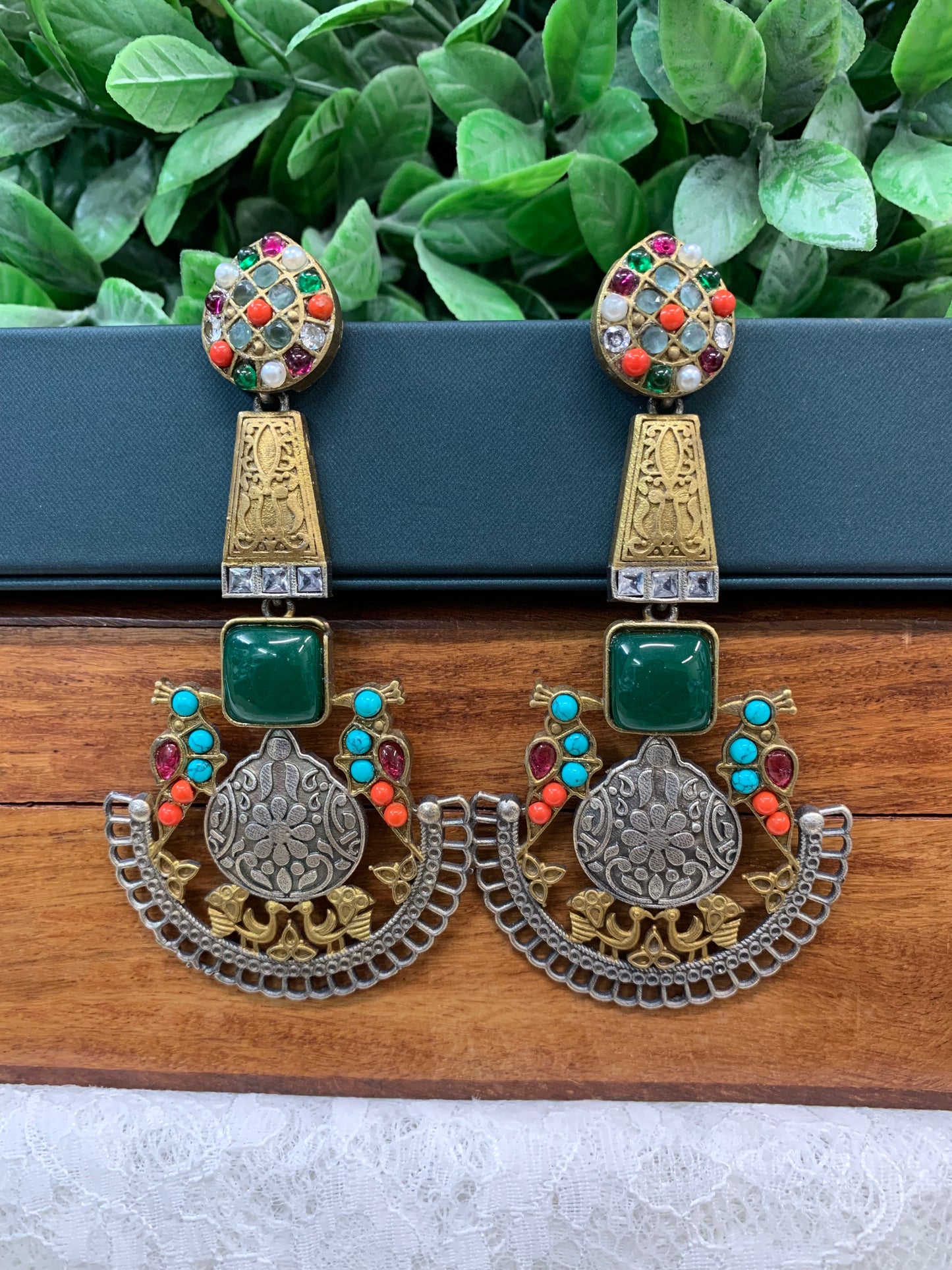 Black metal oxi Silver earring