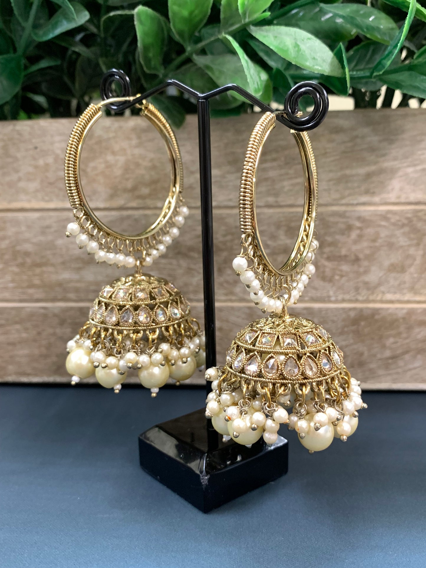 Shabana polki bali hoop jhumki/jhumka pearl / gold