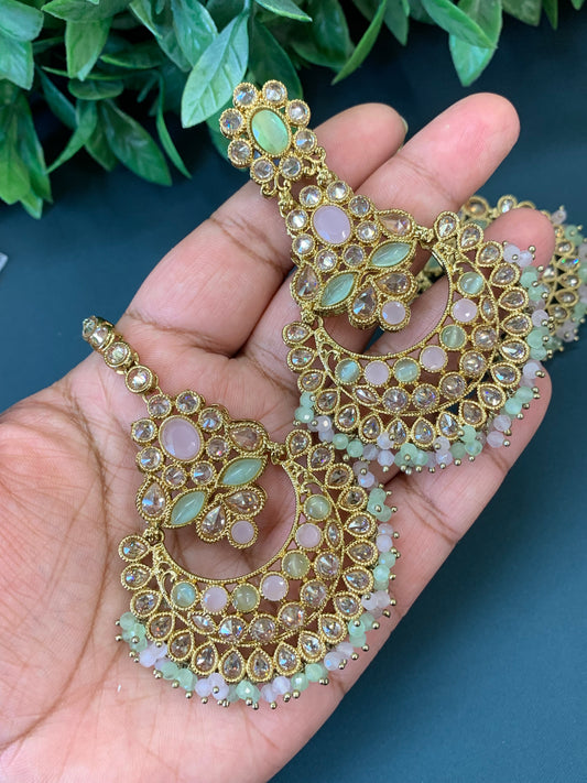 Erin reverse popki tikka set chandbali style pastel multi