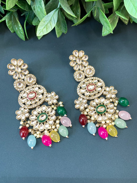Payal kundan fashion chandbali style earring set multi