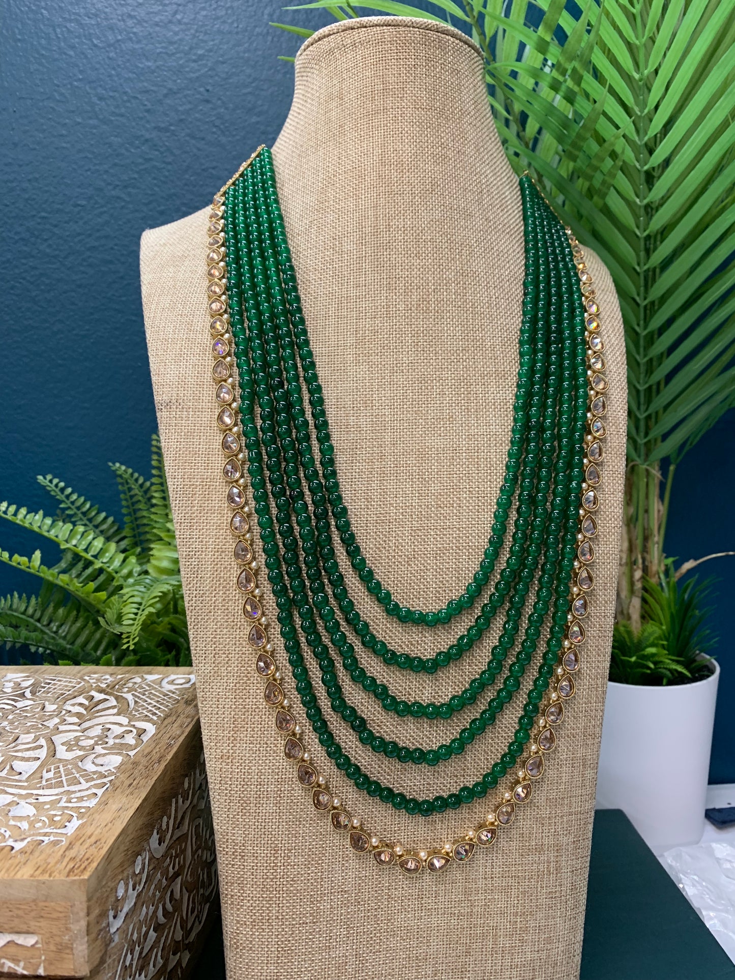 Gilmore polki long mala set emerald green
