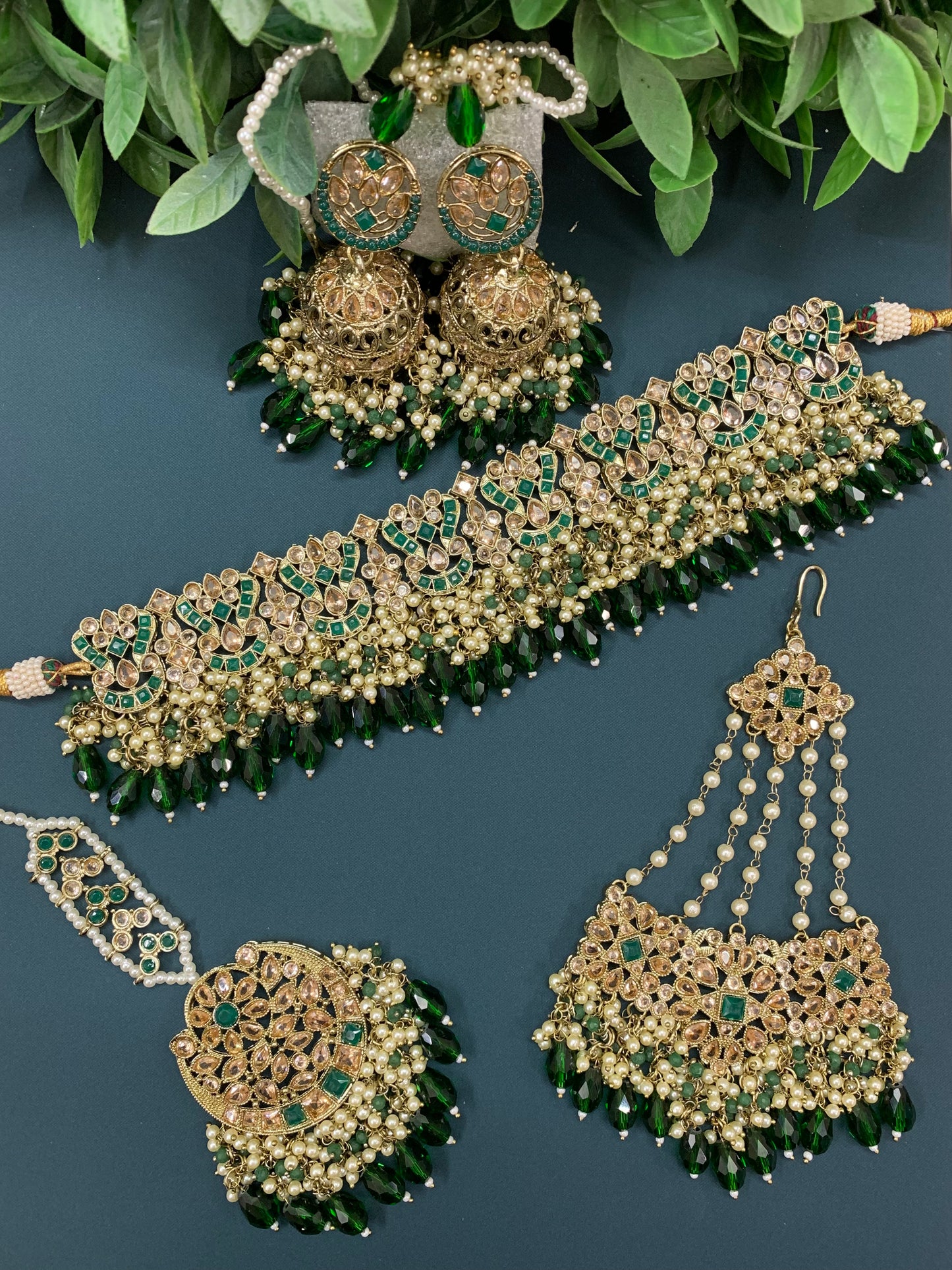 Mayflower choker necklace set with jhumar