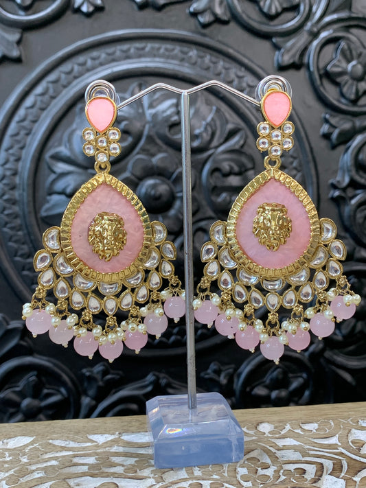 Sabyasachi inspired kundan earring tripti white pearl pink