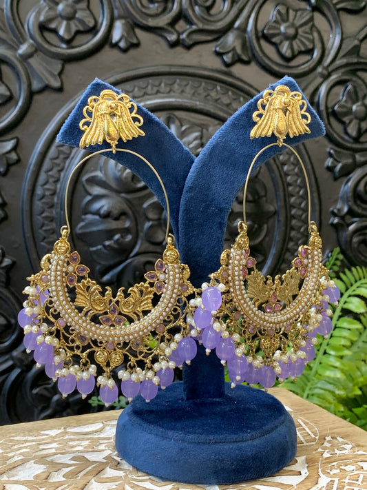 Sue fashion statement Chandbali earring lavender/lilac