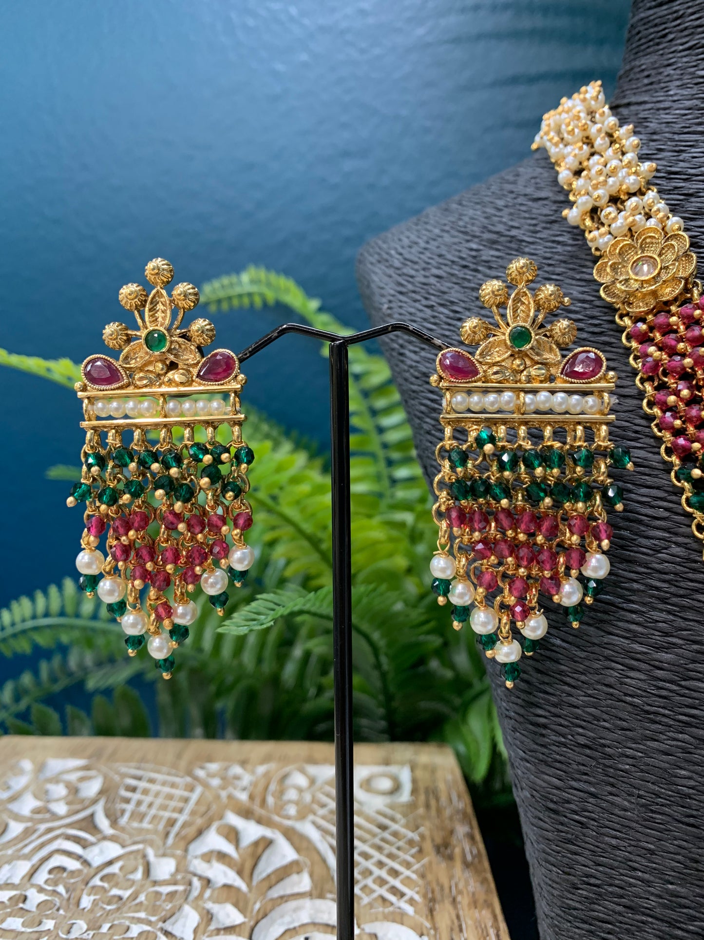 Temple style gold polki mala South Indian haaram