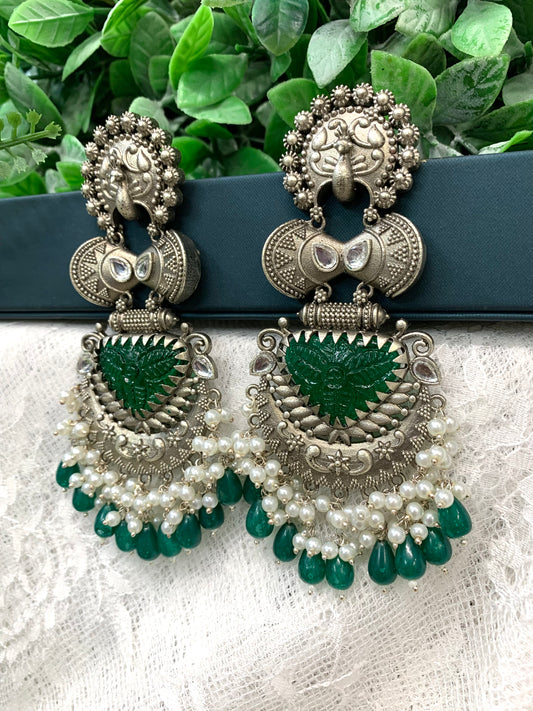 Silver replica chandbali earring