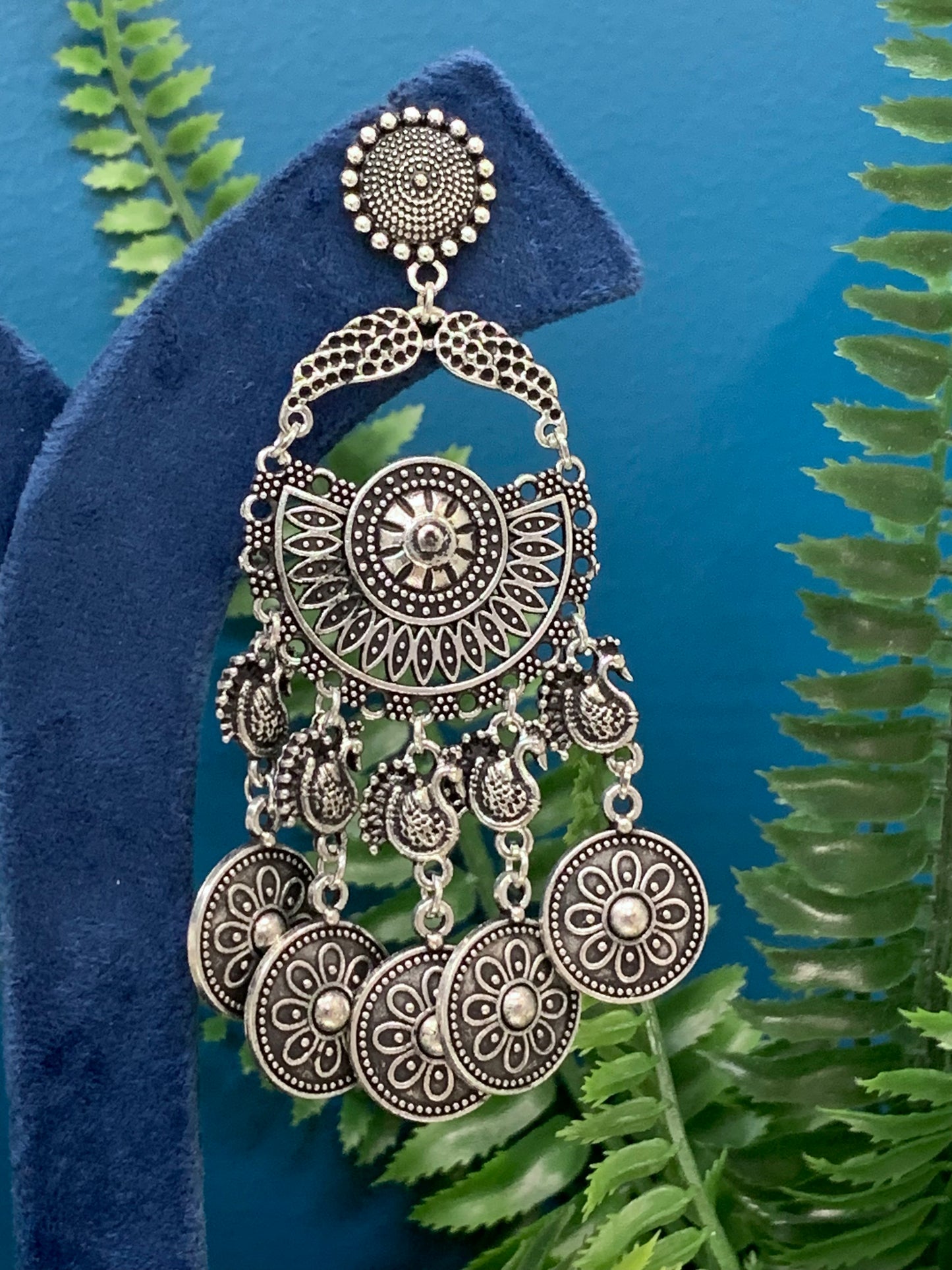 Black metal oxi German silver jhumki earring