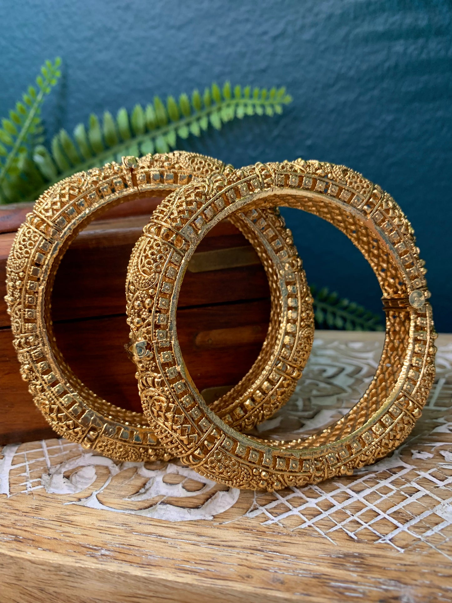 Ratna temple style gold plated bangle Kada