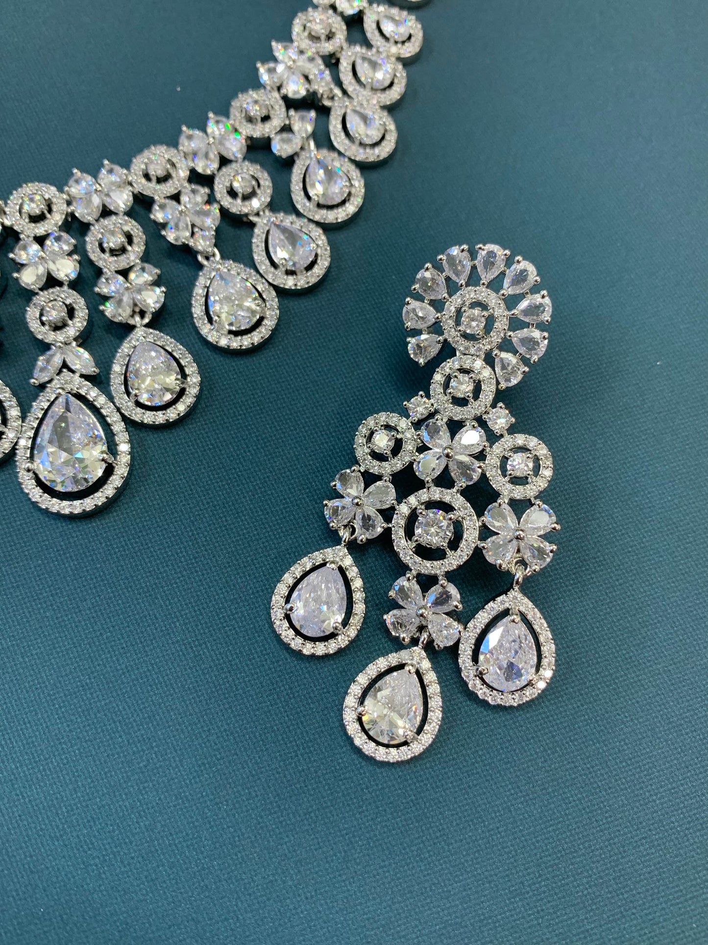 Briyana American diamond necklace set in silver