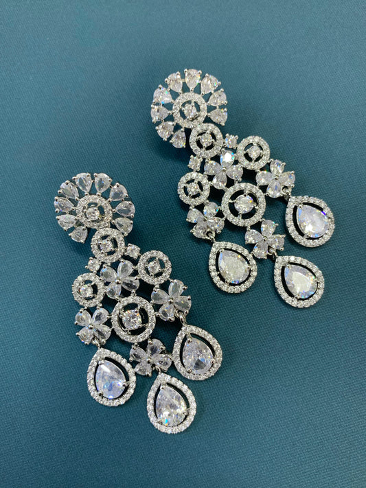 Briyana American diamond necklace set in silver