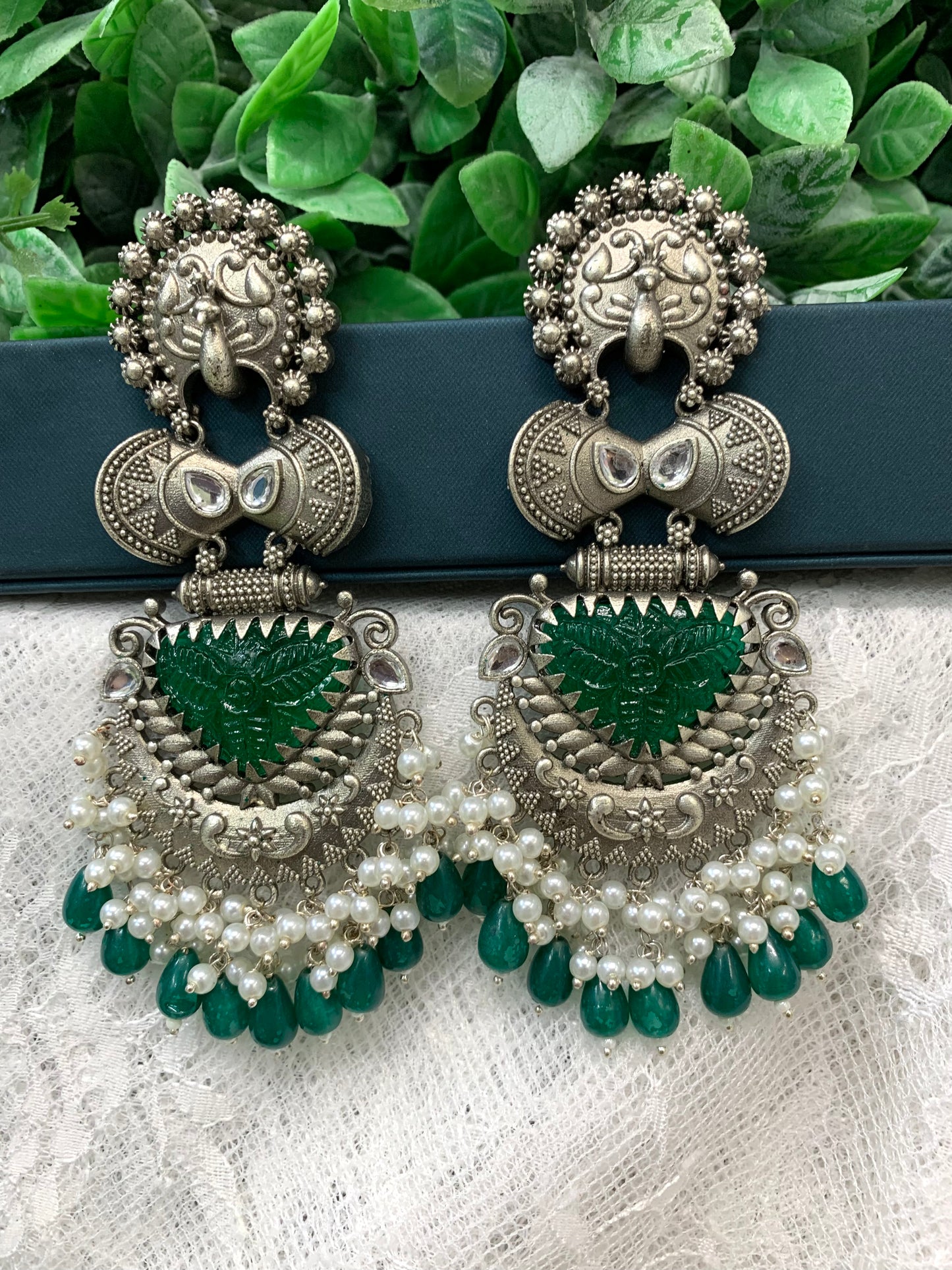 Silver replica chandbali earring