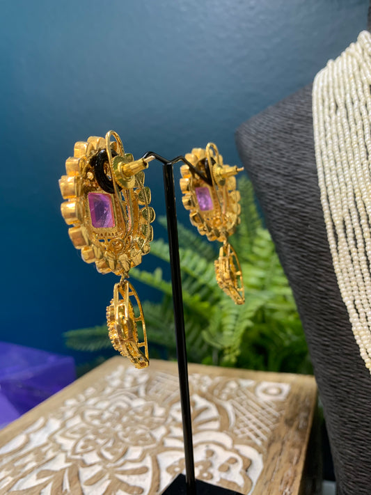 Beth gold plated moissanite kundan mala set