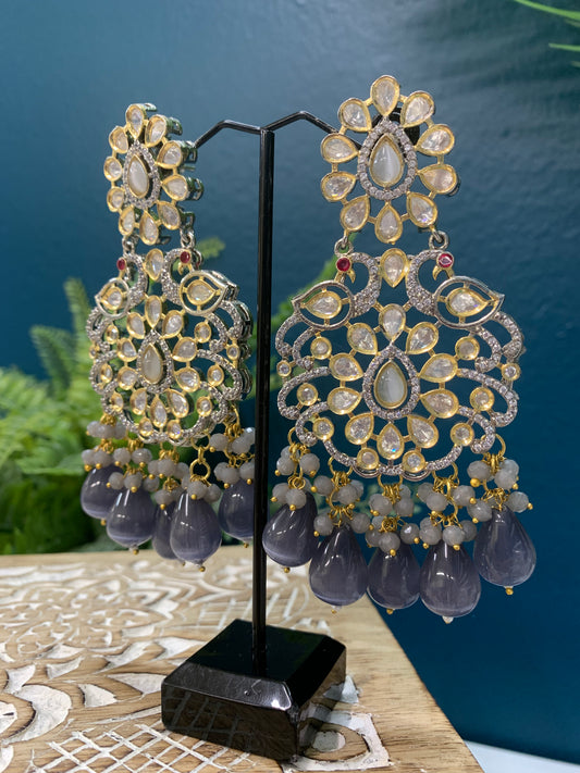 Tyanni kundan earring meera in greyish purple