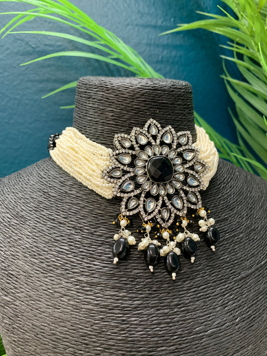 Preeto kundan choker necklace with matching studs