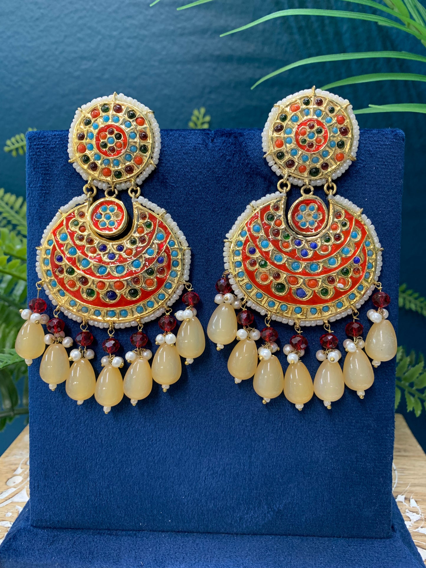Pakistani multani /thappa kundan chandbali earring.