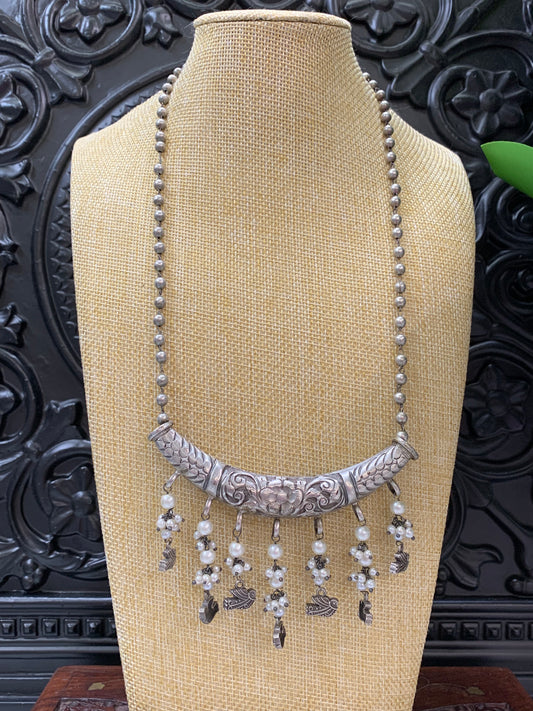 Black metal / German silver / amrapali stone necklace choker