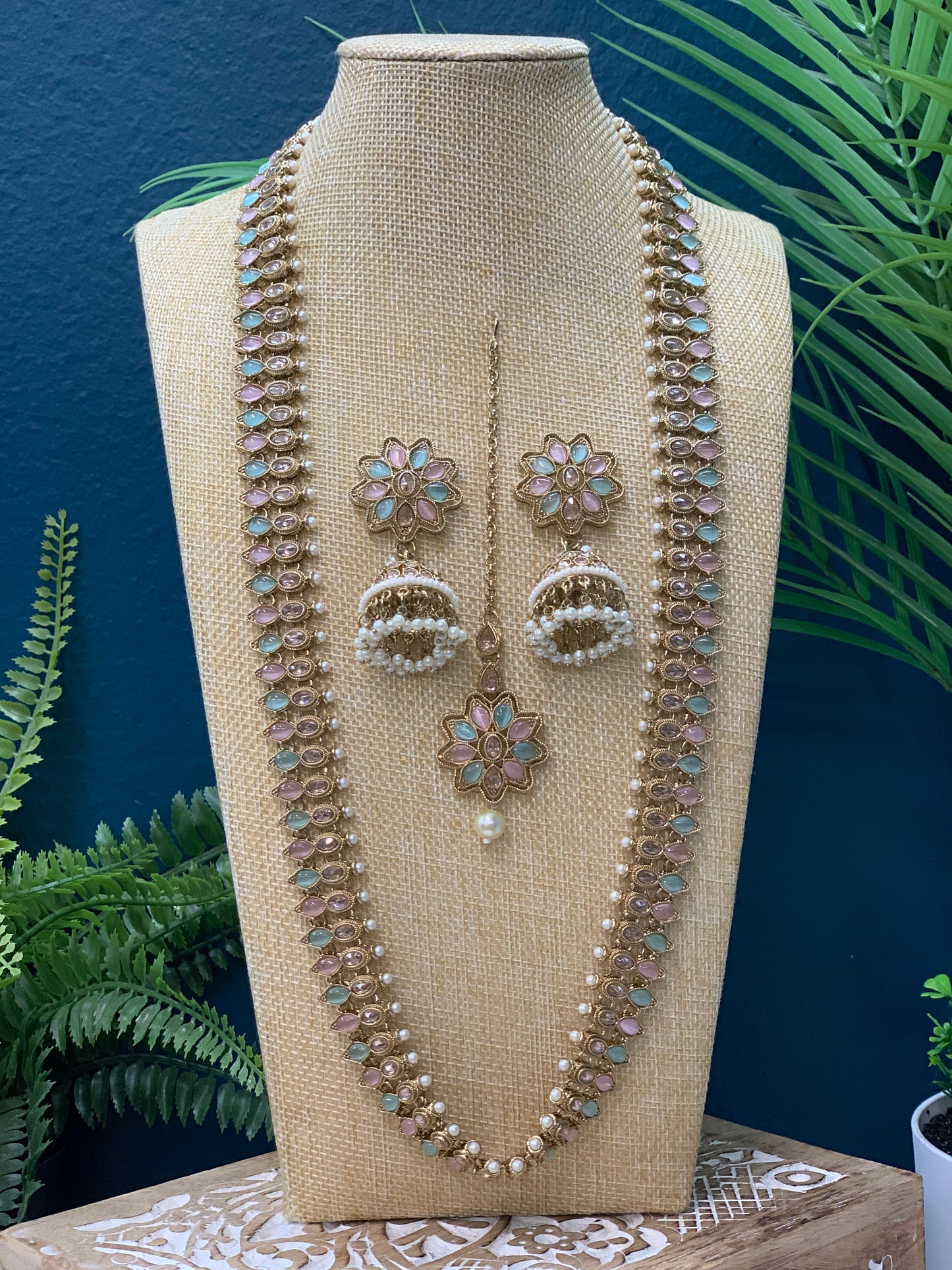 Savali polki long mala set in pastel multi