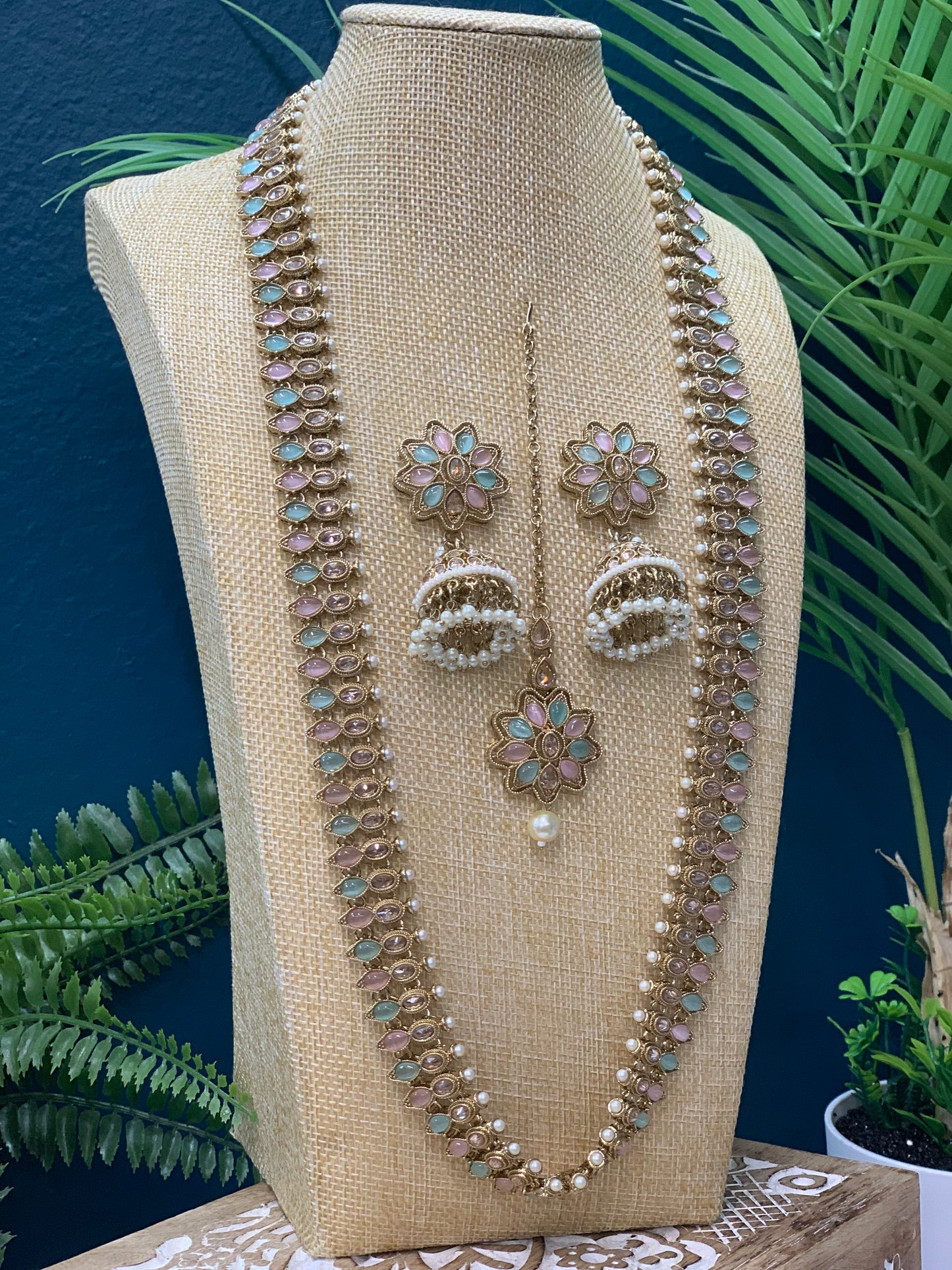 Savali polki long mala set in pastel multi