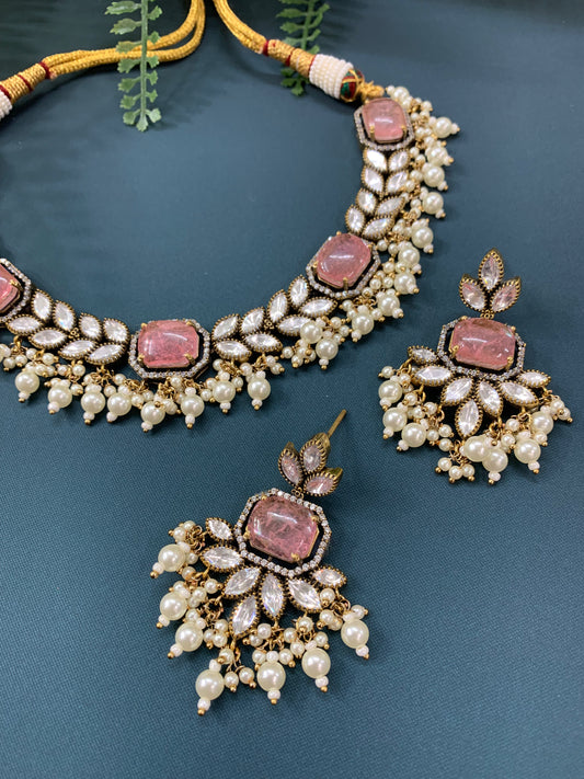 Premium quality moissanite kundan choker necklace