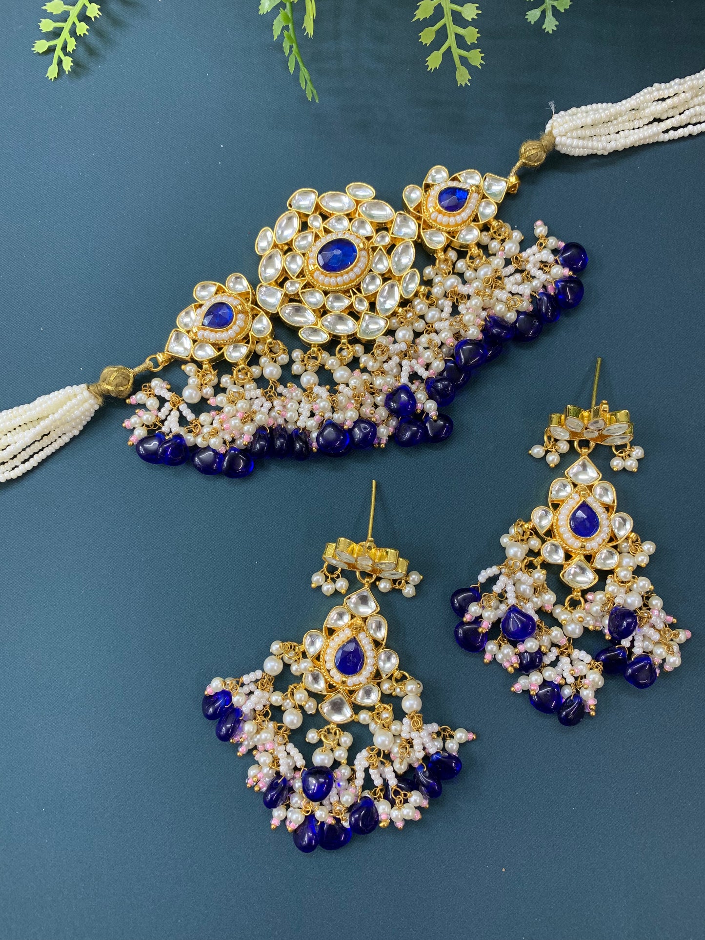Maisha pachi kundan choker in gold / pearl / navy blue/ pink/ multi