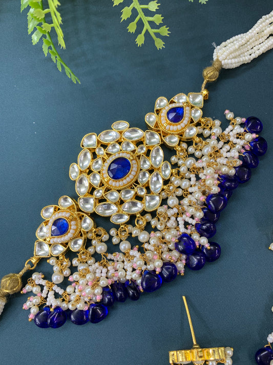 Maisha pachi kundan choker in gold / pearl / navy blue/ pink/ multi