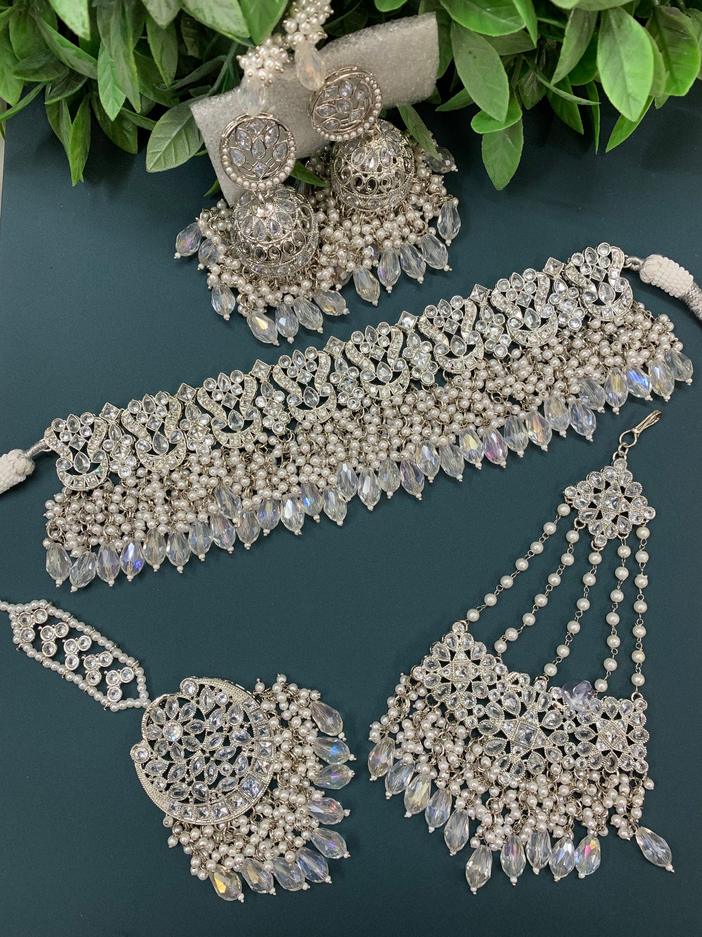 Mayflower choker necklace set with jhumar