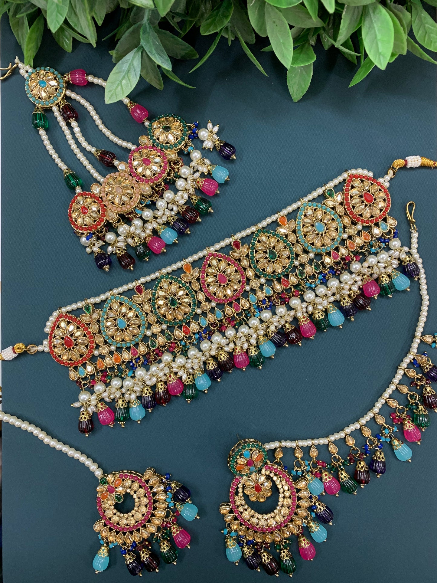 Razia choker necklace set with jhumar