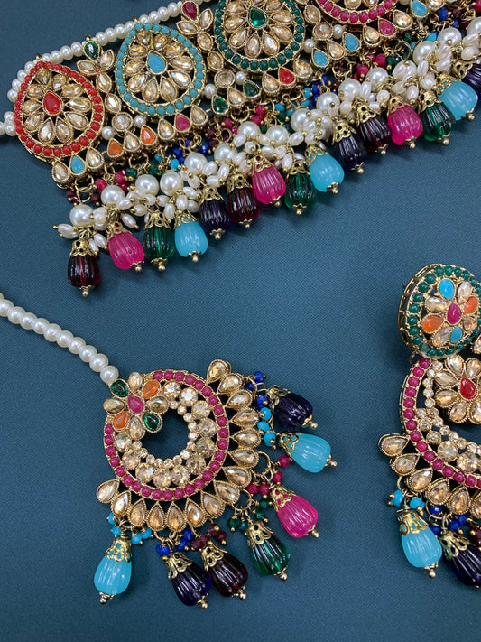 Razia choker necklace set with jhumar