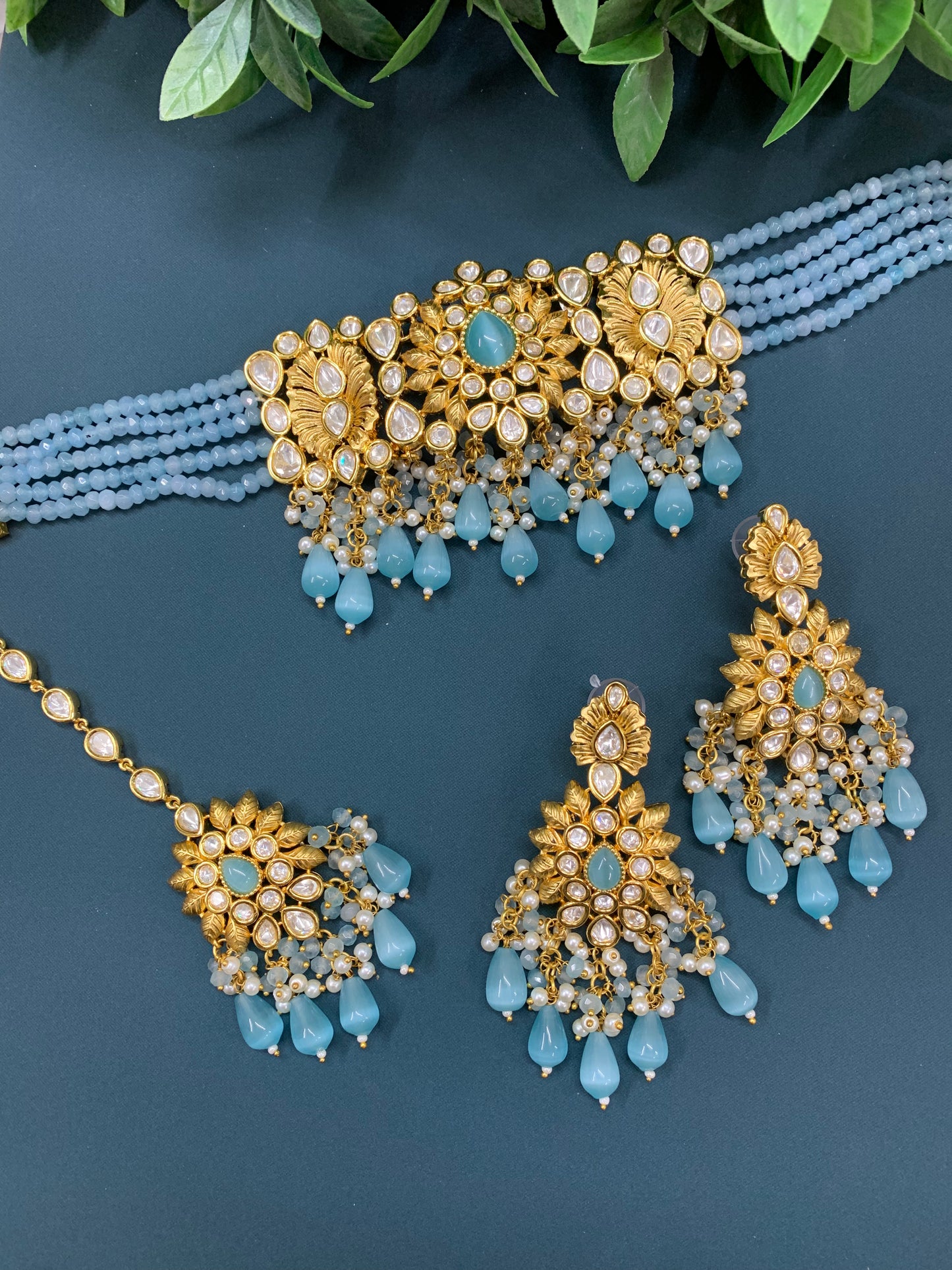 Jeremiah Tyanni kundan choker in 22k gold plates base