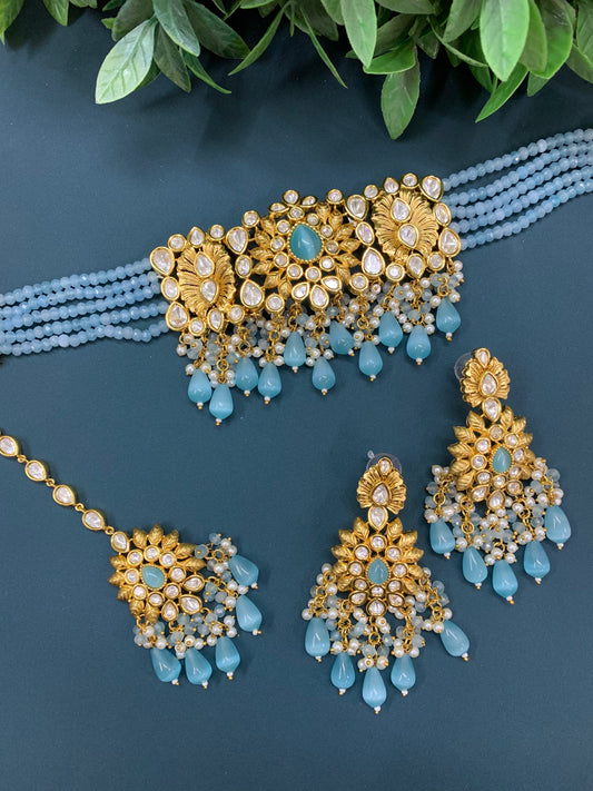 Jeremiah Tyanni kundan choker in 22k gold plates base