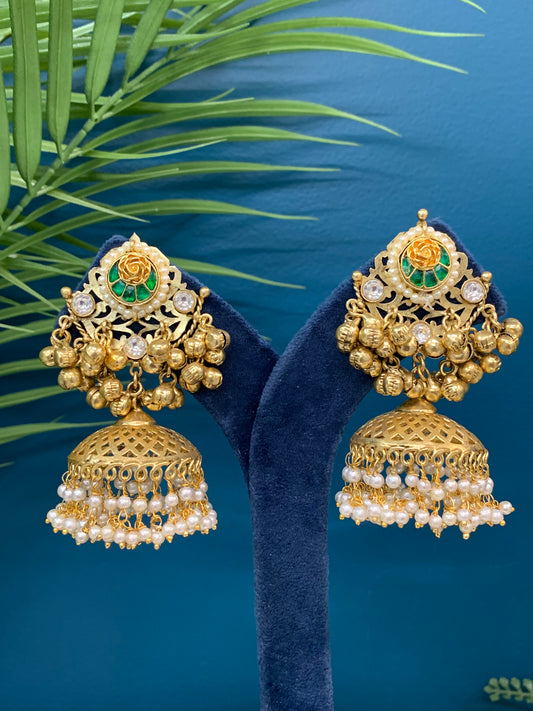 Alisha 925 Silver replica earring pachi rose details