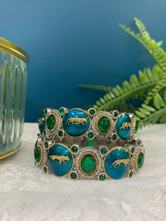 Sabyasachi inspired bangle set 925 silver base American diamond lining