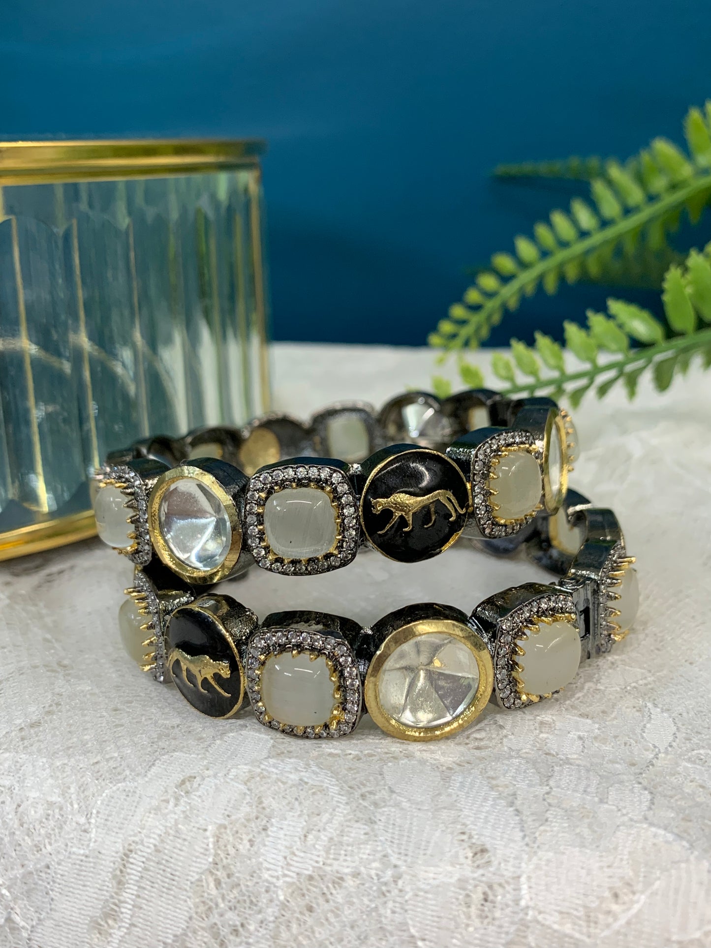 Sabyasachi inspired bangle/bracelet base American diamond lining