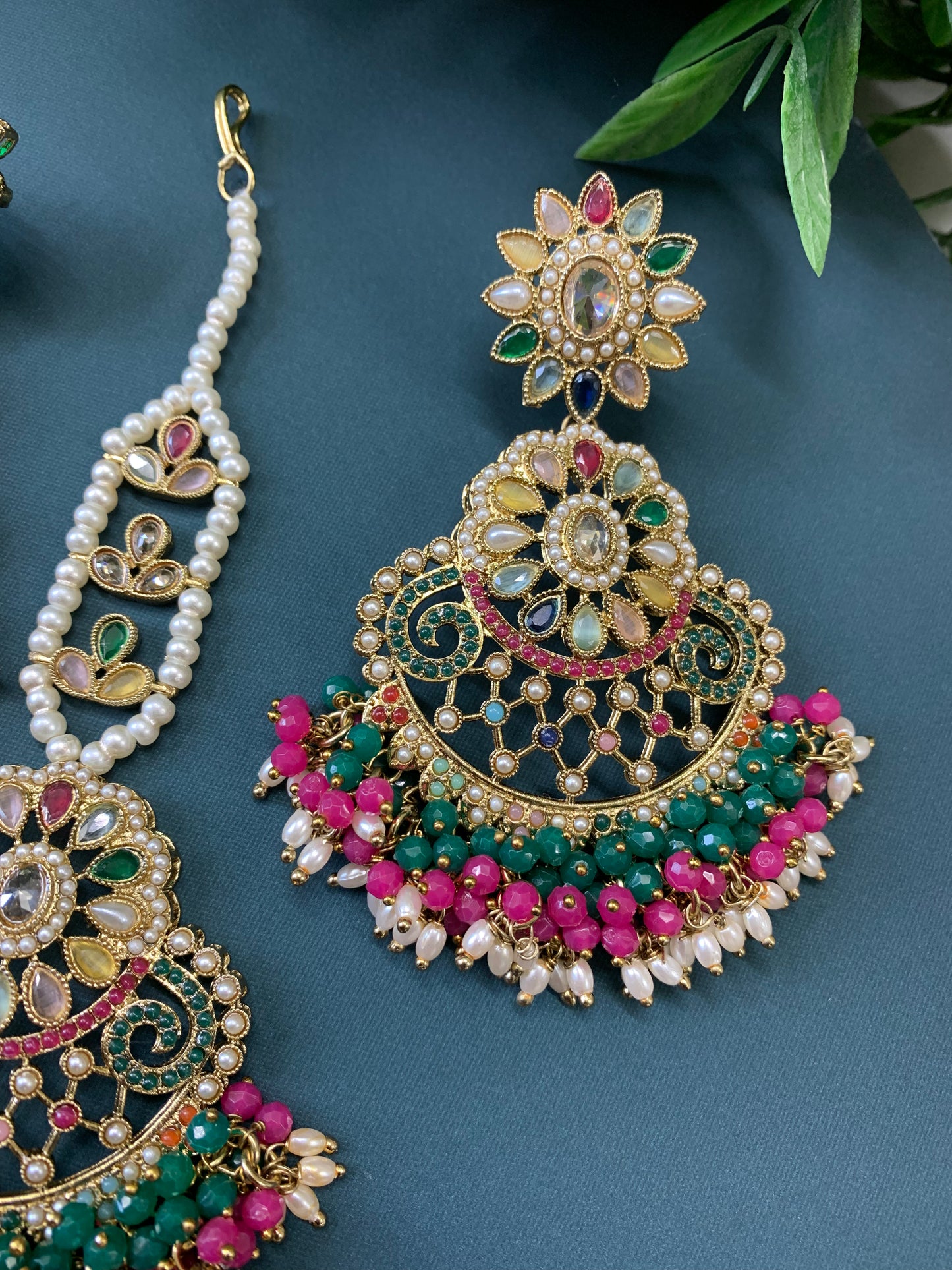 Janya polki earring tikka set multi