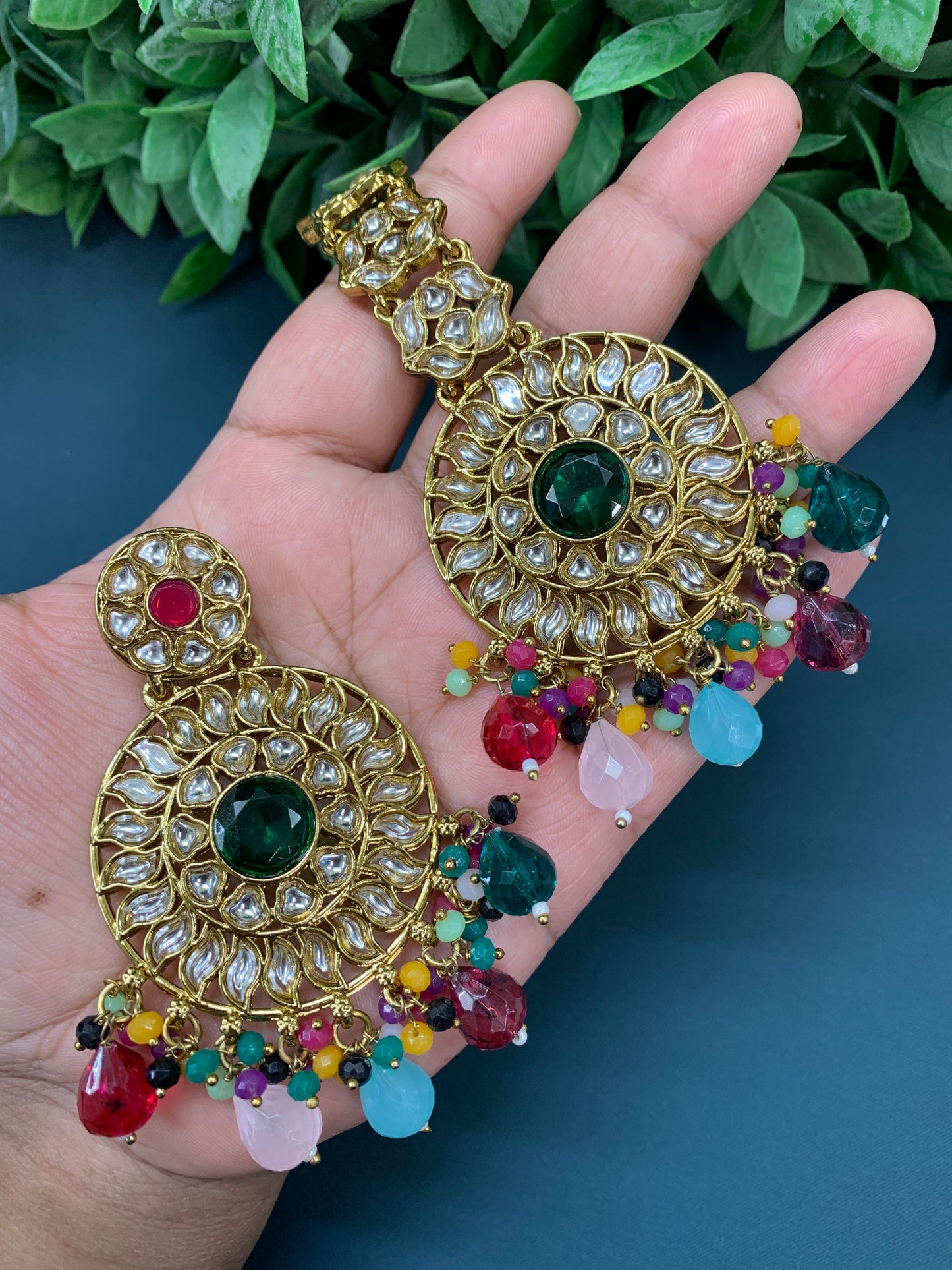 Aayrah kundan earring tikka set multi