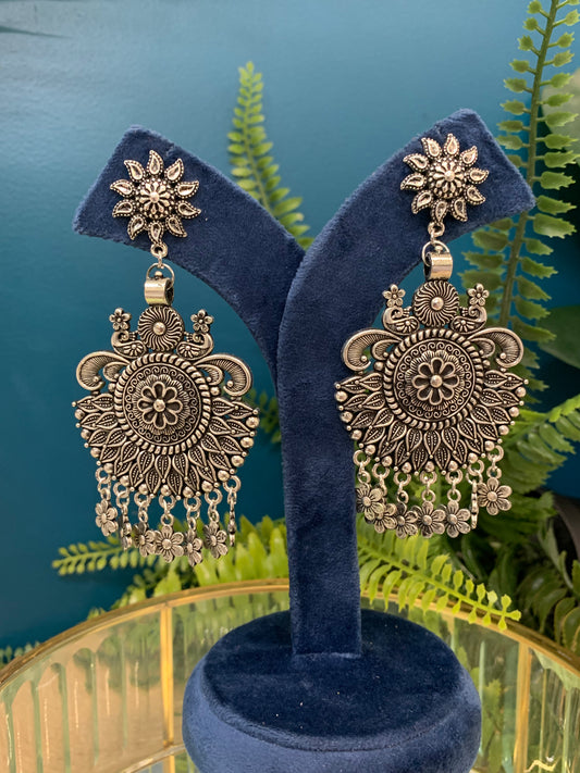 Black metal oxi German silver jhumki earring