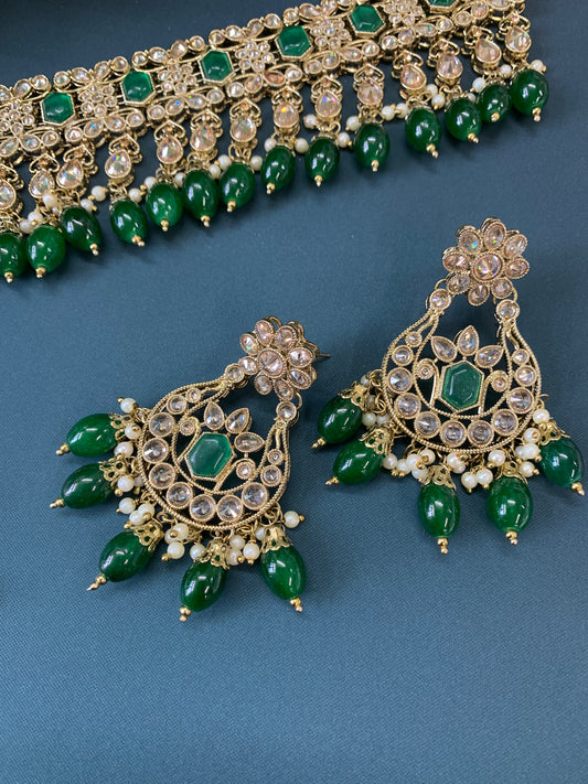 Nicole polki choker in monalisa emerald green