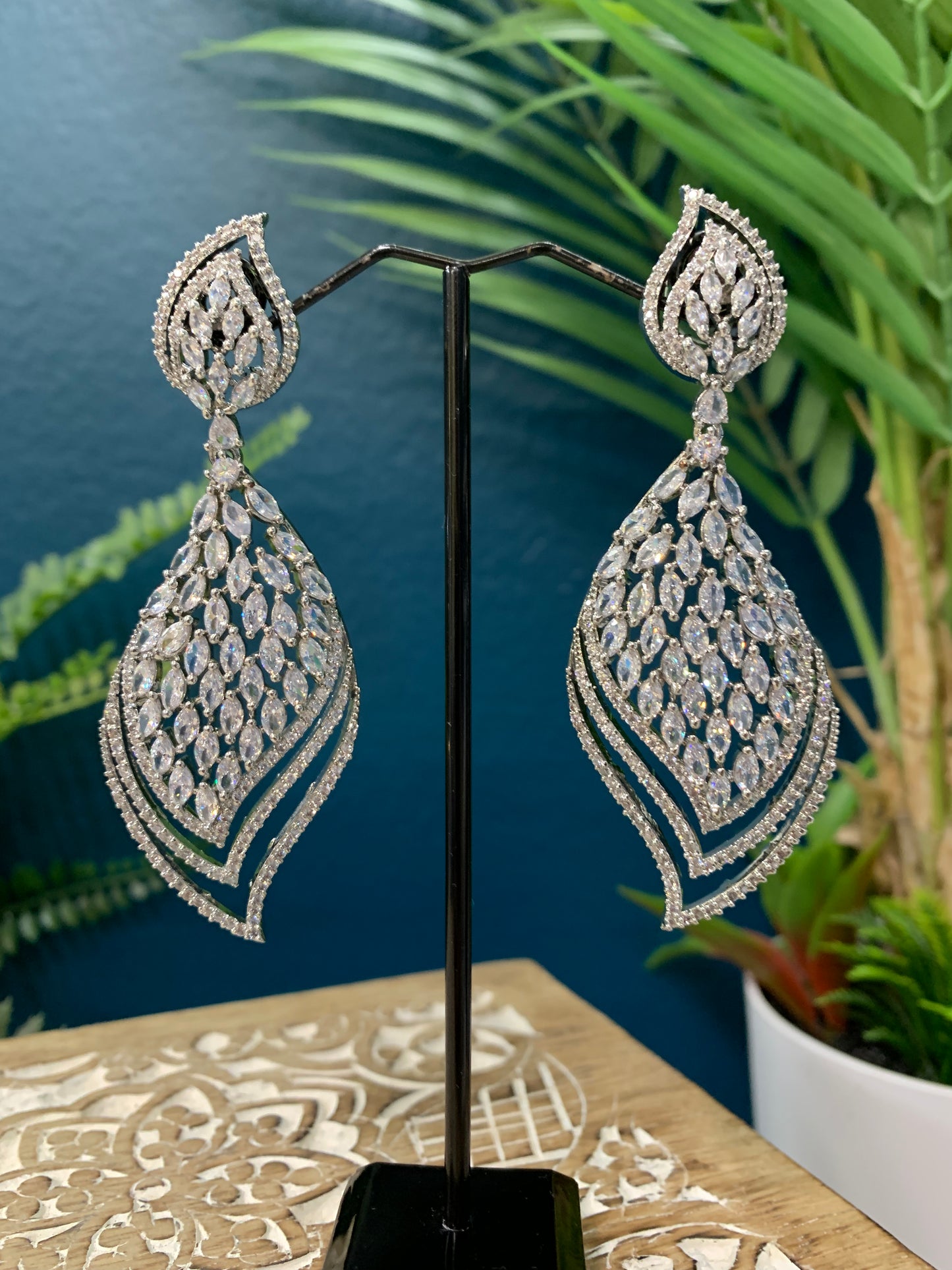 American diamond silver earring