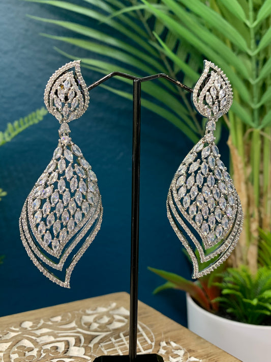 American diamond silver earring