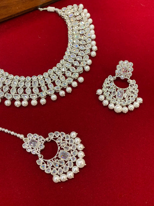 Kashi polki necklace in silver